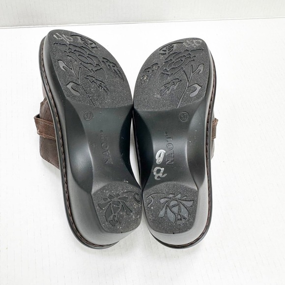 Naot Brown Leather Avignon Mules Clogs Size 37 US Size 6 Luggage Brown - Picture 5 of 9